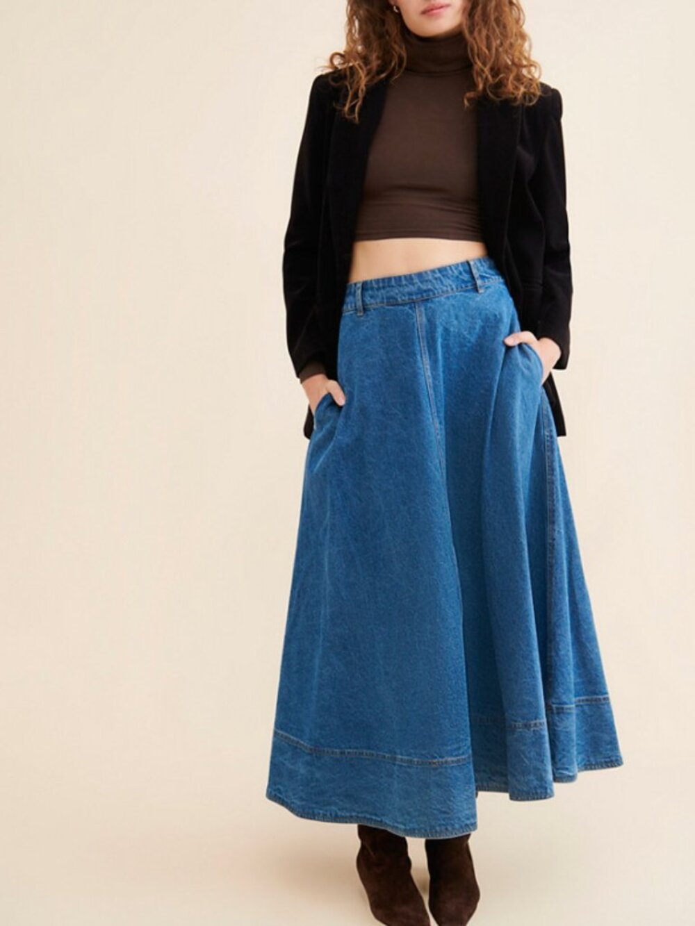 Denim A-Line Midi Skirt – Size M